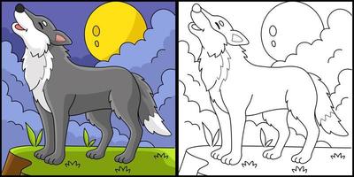loup animal coloriage illustration colorée vecteur