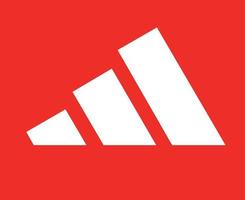 logo adidas symbole blanc icône de conception de vêtements football abstrait illustration vectorielle avec fond rouge vecteur