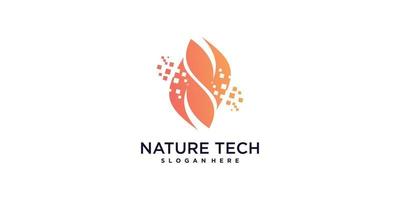 création de logo nature avec vecteur premium de style technologie moderne