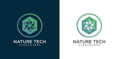 création de logo nature avec vecteur premium de style technologie moderne