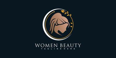 logo de femme avec concept de dégradé de beauté et vecteur premium d'affaires