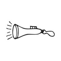 lanterne électrique de style doodle. appareil d'éclairage à piles pour le voyage et le camping. illustration de contour vectoriel noir et blanc.