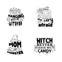 jeu de typographie de lettrage halloween. conception de typographie halloween heureux. vecteur