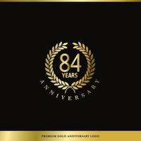 logo de luxe anniversaire 84 ans utilisé pour l'hôtel, le spa, le restaurant, le vip, la mode et l'identité de la marque premium. vecteur