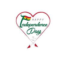 bonne fête de l'indépendance du ghana. l'avion dessine le nuage du coeur. illustration vectorielle de drapeau national sur fond blanc. vecteur