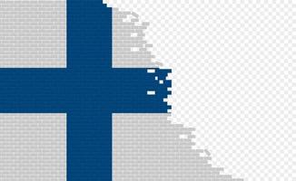drapeau finlandais sur le mur de briques cassées. champ de drapeau vide d'un autre pays. comparaison de pays. édition facile et vecteur en groupes.