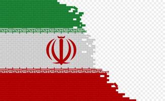drapeau iranien sur le mur de briques cassées. champ de drapeau vide d'un autre pays. comparaison de pays. édition facile et vecteur en groupes.