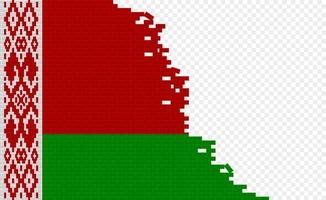 drapeau de la biélorussie sur le mur de briques cassées. champ de drapeau vide d'un autre pays. comparaison de pays. édition facile et vecteur en groupes.
