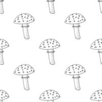 modèle sans couture de champignon agaric de mouche dessiné à la main. , minimalisme, scandinave, monochrome, nordique. toxique, textile fond d'écran fond de papier d'emballage vecteur