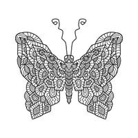illustration d'un papillon. modèle d'art de griffonnage. Coloriage anti-stress pour adulte vecteur