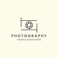 photographie minimaliste avec création d'icône vectorielle de logo de style art en ligne. illustration de modèle de caméra vecteur