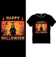 t-shirt halloween - concept de conception de t-shirt halloween heureux vecteur