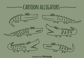 Ensembles de dessins à main en alligator de dessin animé vecteur
