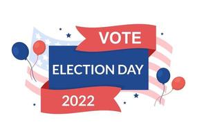 illustration plate de dessin animé politique dessiné à la main le jour du scrutin avec des électeurs votant au bureau de vote aux états-unis adapté à l'affiche ou à la campagne vecteur
