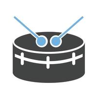 icône bleue et noire de glyphe de caisse claire vecteur