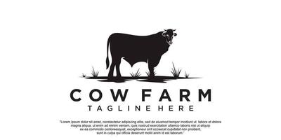 vache ferme icône logo design illustration vectorielle vecteur premium