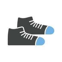 icône de baskets glyphe bleu et noir vecteur