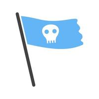 drapeau pirate ii glyphe bleu et noir icône vecteur