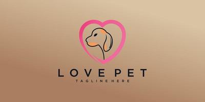 création de logo d'amour pour animaux de compagnie avec vecteur premium unique d'amour