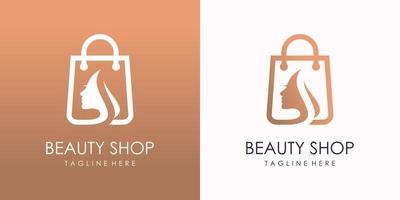 création de logo femme avec concept de sac boutique créative vecteur premium