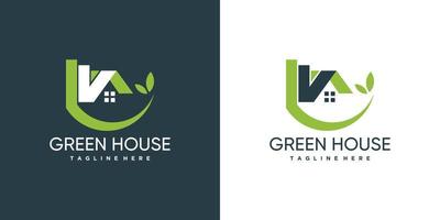 modèle de conception de logo de maison verte avec un concept moderne vecteur