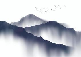 conception de paysage aquarelle sur le thème japonais peinte à la main vecteur