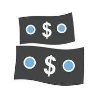 argent ii glyphe bleu et noir icône vecteur