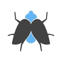 icône bleue et noire de glyphe de mouche vecteur