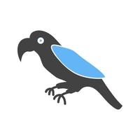 icône de glyphe de perroquet bleu et noir vecteur