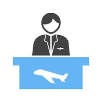 icône bleue et noire de glyphe d'information de vol vecteur