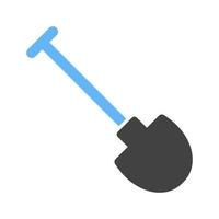 icône bleue et noire de glyphe de pelle vecteur