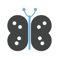 icône de glyphe de papillon bleu et noir vecteur