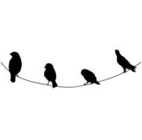 silhouette d'oiseaux avec décoration d'illustrations de corde vecteur