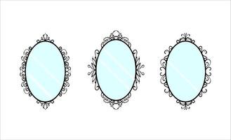 trois illustrations d'ornement ovale miroir vecteur