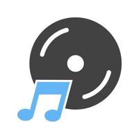 icône bleue et noire de glyphe de cd de musique vecteur