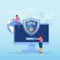 système de technologie vpn, réseau privé virtuel. navigateur débloquer le site Web, connexion réseau sécurisée et protection de la vie privée. vecteur