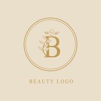 logo féminin de la lettre b avec l'icône du logo de conception de texture de feuilles de nature. modèle de nature de beauté alphabétique de beauté créative. vecteur