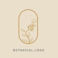 botanique avec illustration vectorielle de style linéaire logo icône. nature, floral, conception de modèle vecteur