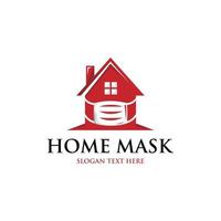 logo de l'immobilier de sécurité du masque à la maison vecteur