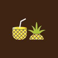 logo de fruits de boisson juteuse ananas vecteur