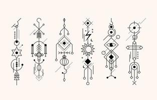 pack de tatouage minimaliste géométrique abstrait vecteur