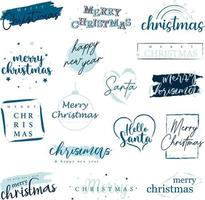 joyeux noël typographie lettrage badge, carte postale, invitation, carte de voeux et cadeau. vecteur