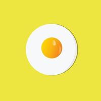 icône de vecteur de petit déjeuner d'oeufs frits, création de symbole de forme de logo de jaune d'omelette plate sur fond orange, adapté à la conception de bannière de restaurant, promotion de stand de nourriture, illustration vectorielle d'omelette