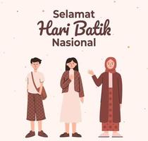 publication de modèle de célébration de la journée du batik en indonésie vecteur