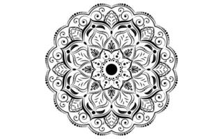 mandala motif circulaire fleur noir et blanc vecteur