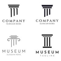 musées, colonnes de musée, lignes de musée, logos de pilier de musée. musées aux concepts minimalistes et modernes. les logos peuvent être utilisés pour les entreprises, les musées et les entreprises. vecteur