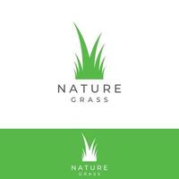 logo d'élément d'herbe verte naturelle, de prairie et d'herbe tondue dans le modèle de conception de logo vectoriel de printemps.