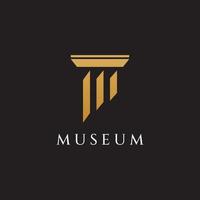 musées, colonnes de musée, lignes de musée, logos de pilier de musée. musées aux concepts minimalistes et modernes. les logos peuvent être utilisés pour les entreprises, les musées et les entreprises. vecteur