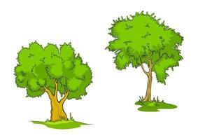 arbres verts de bande dessinée vecteur