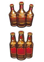 bouteilles de bière de dessin animé vecteur